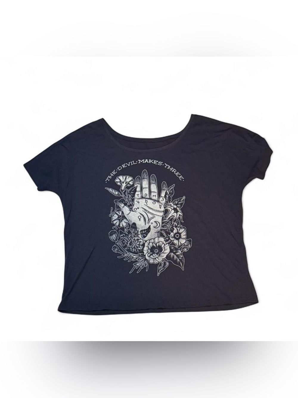 Hippie Graphic Scoop Neck Women's Top - Black -